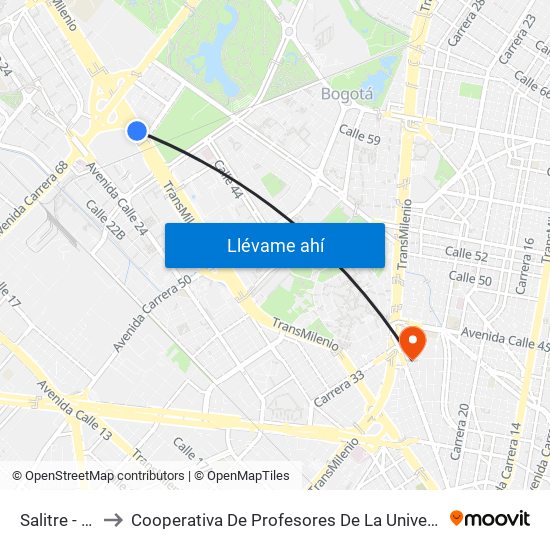 Salitre - El Greco to Cooperativa De Profesores De La Universidad Nacional De Colombia map