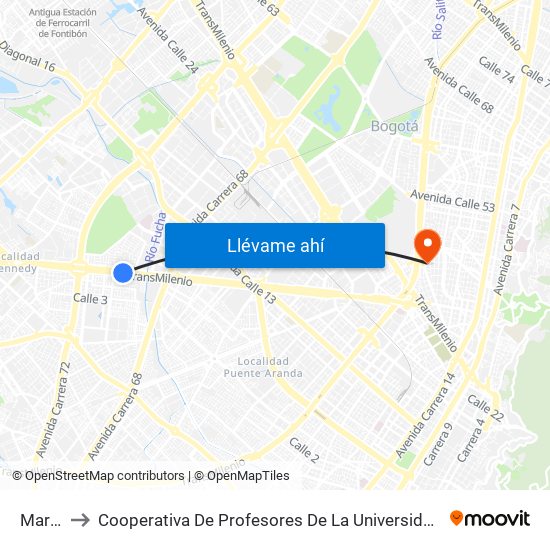 Marsella to Cooperativa De Profesores De La Universidad Nacional De Colombia map