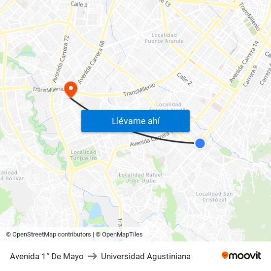 Avenida 1° De Mayo to Universidad Agustiniana map