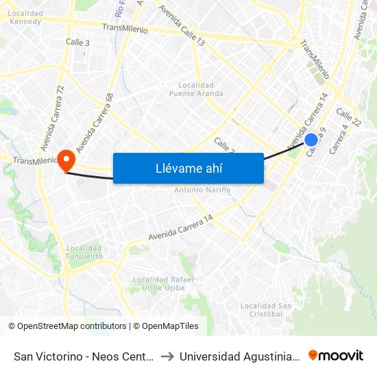 San Victorino - Neos Centro to Universidad Agustiniana map