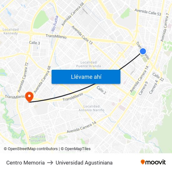 Centro Memoria to Universidad Agustiniana map