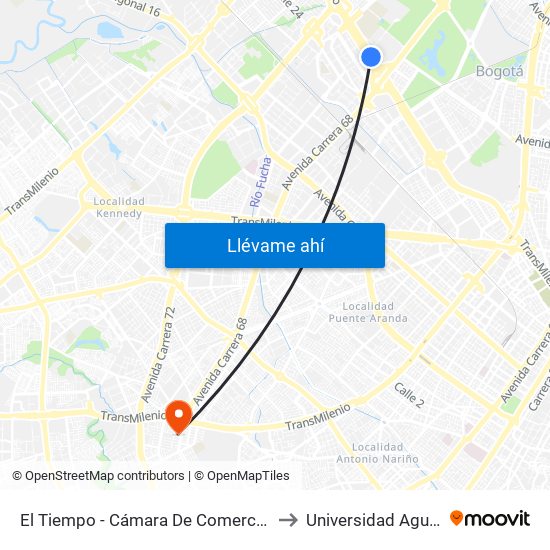 El Tiempo - Cámara De Comercio De Bogotá to Universidad Agustiniana map