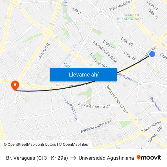 Br. Veraguas (Cl 3 - Kr 29a) to Universidad Agustiniana map