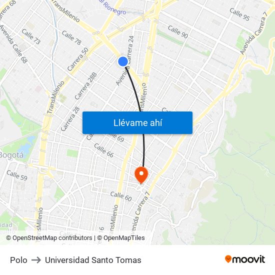 Polo to Universidad Santo Tomas map