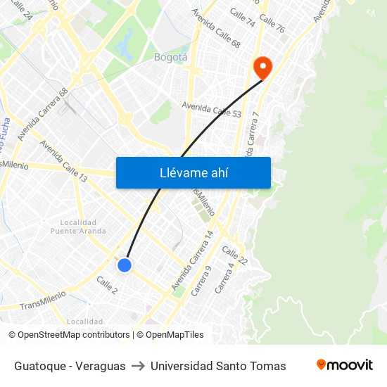 Guatoque - Veraguas to Universidad Santo Tomas map