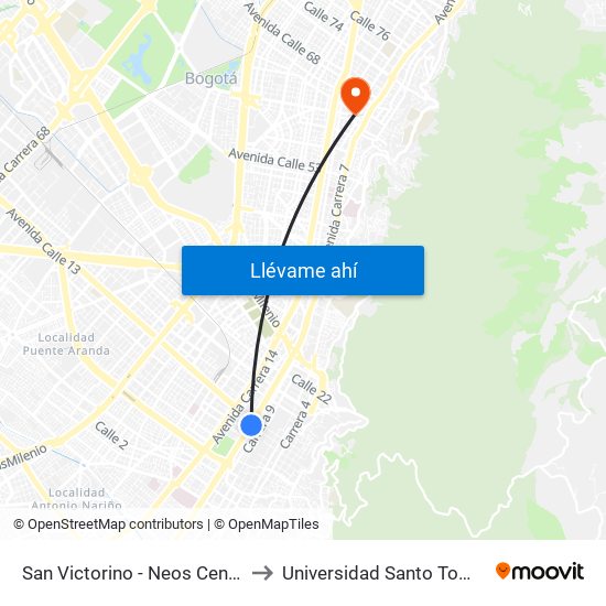 San Victorino - Neos Centro to Universidad Santo Tomas map