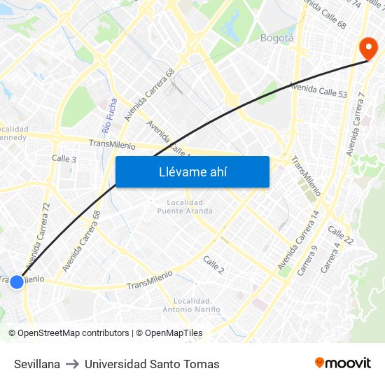 Sevillana to Universidad Santo Tomas map