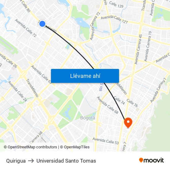 Quirigua to Universidad Santo Tomas map