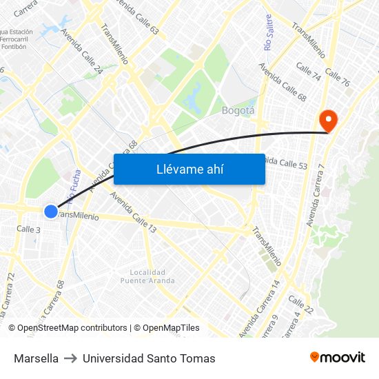 Marsella to Universidad Santo Tomas map