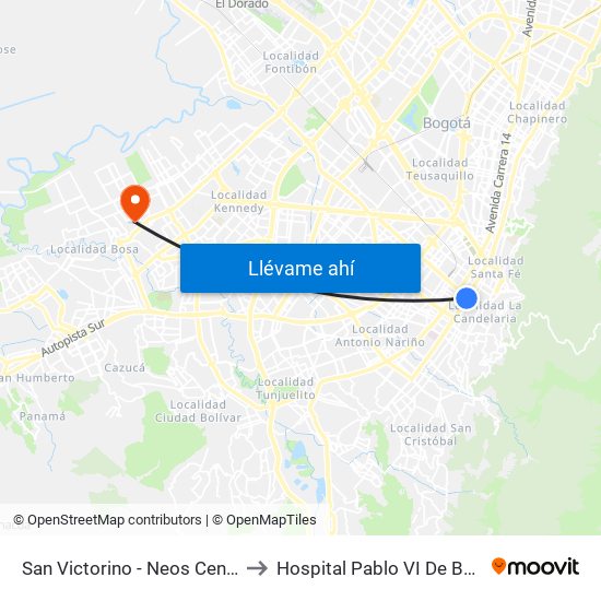 San Victorino - Neos Centro to Hospital Pablo VI De Bosa map