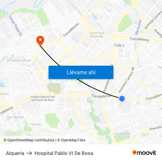 Alquería to Hospital Pablo VI De Bosa map
