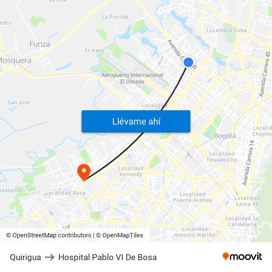 Quirigua to Hospital Pablo VI De Bosa map