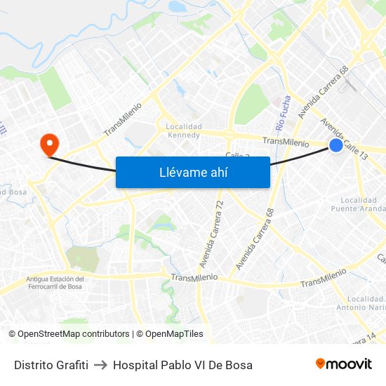 Distrito Grafiti to Hospital Pablo VI De Bosa map