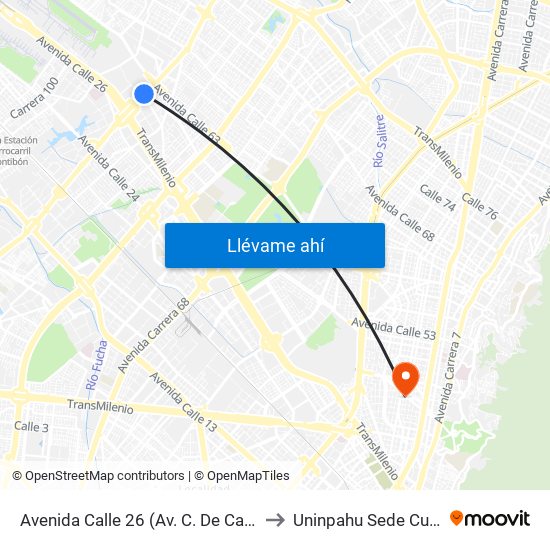 Avenida Calle 26 (Av. C. De Cali - Cl 51) (A) to Uninpahu Sede Cultural 10 map