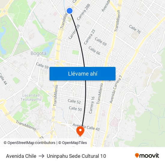 Avenida Chile to Uninpahu Sede Cultural 10 map