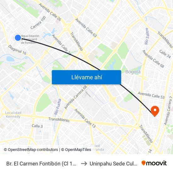 Br. El Carmen Fontibón (Cl 17 - Kr 100) to Uninpahu Sede Cultural 10 map