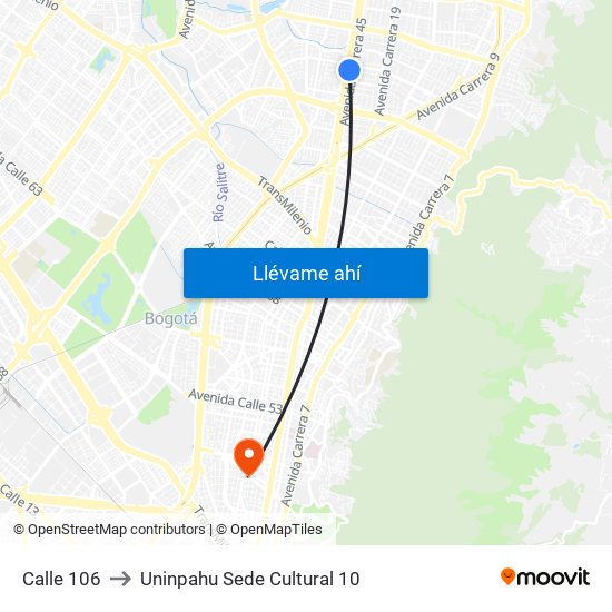 Calle 106 to Uninpahu Sede Cultural 10 map