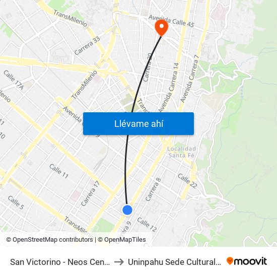San Victorino - Neos Centro to Uninpahu Sede Cultural 10 map