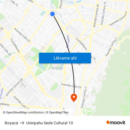 Boyacá to Uninpahu Sede Cultural 10 map