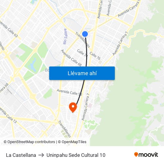 La Castellana to Uninpahu Sede Cultural 10 map