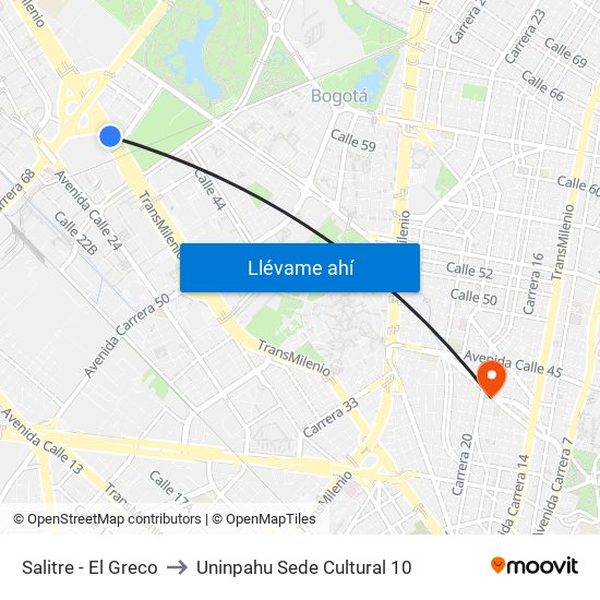Salitre - El Greco to Uninpahu Sede Cultural 10 map