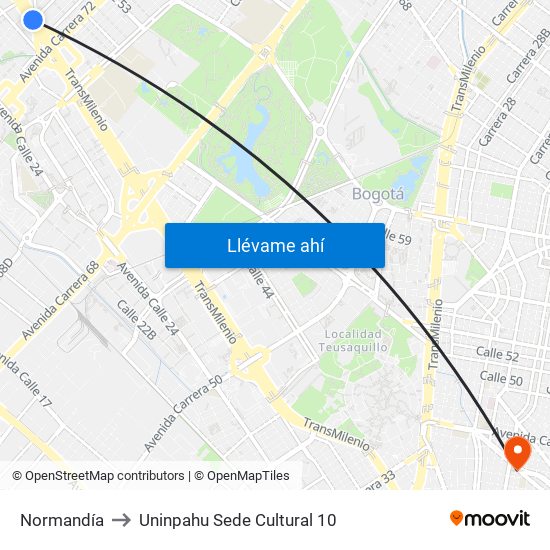 Normandía to Uninpahu Sede Cultural 10 map