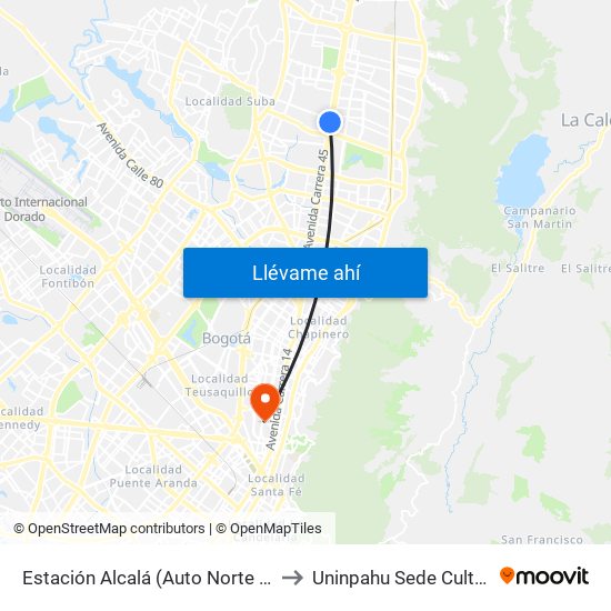 Estación Alcalá - Colegio Santo Tomás Dominicos (Auto Norte - Cl 136) to Uninpahu Sede Cultural 10 map