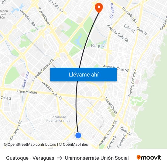 Guatoque - Veraguas to Unimonserrate-Unión Social map