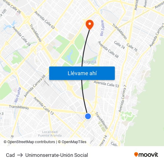 Cad to Unimonserrate-Unión Social map