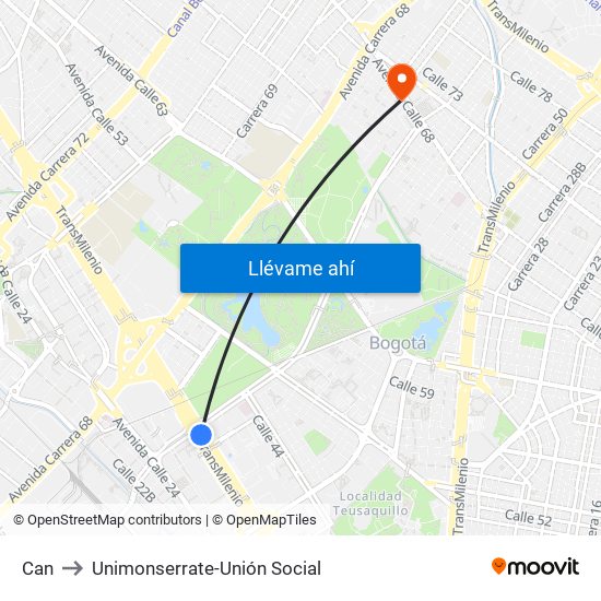 Can to Unimonserrate-Unión Social map