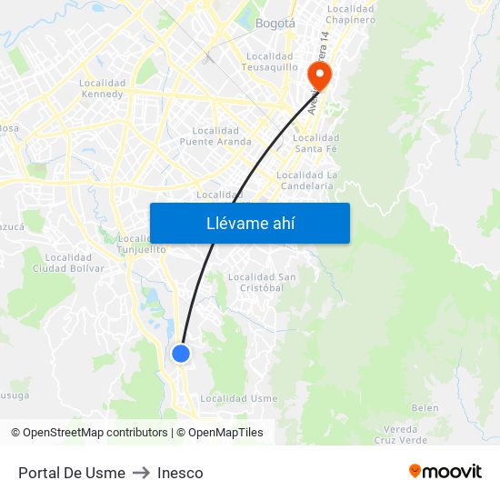 Portal De Usme to Inesco map