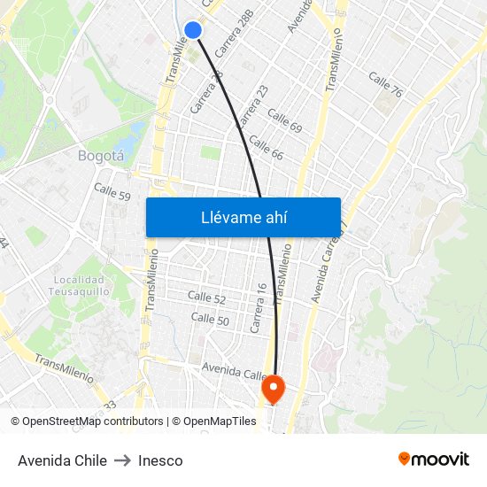 Avenida Chile to Inesco map