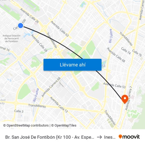 Br. San José De Fontibón (Kr 100 - Av. Esperanza) to Inesco map