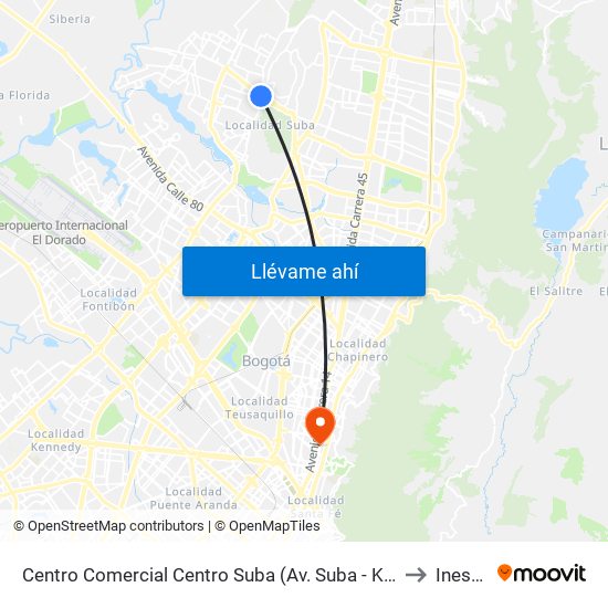 Centro Comercial Centro Suba (Av. Suba - Kr 91) to Inesco map