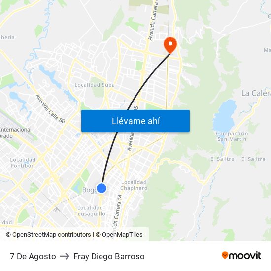 7 De Agosto to Fray Diego Barroso map