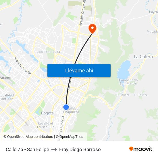 Calle 76 - San Felipe to Fray Diego Barroso map