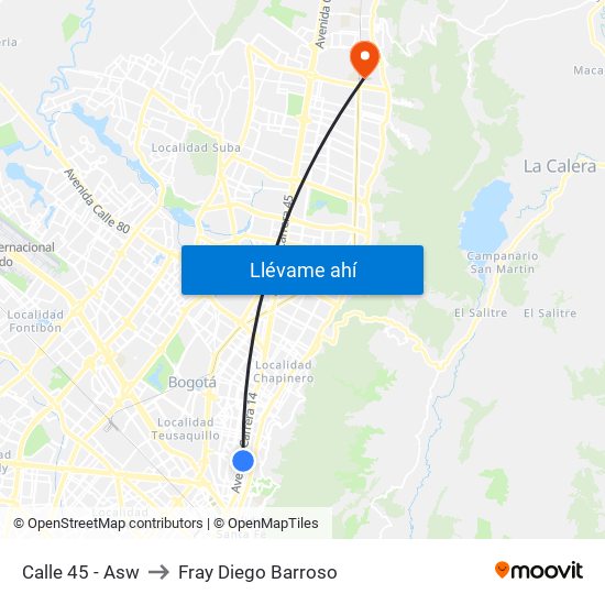 Calle 45 - Asw to Fray Diego Barroso map