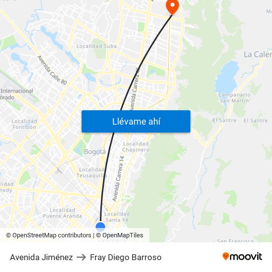 Avenida Jiménez to Fray Diego Barroso map