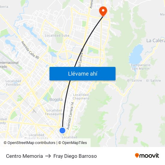 Centro Memoria to Fray Diego Barroso map