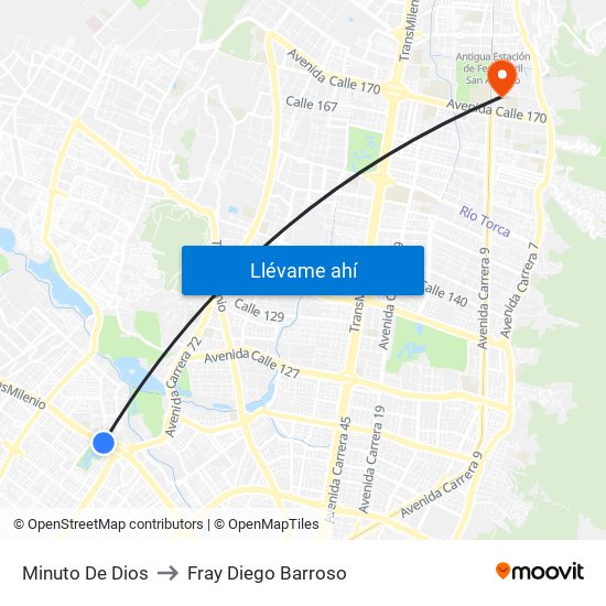 Minuto De Dios to Fray Diego Barroso map