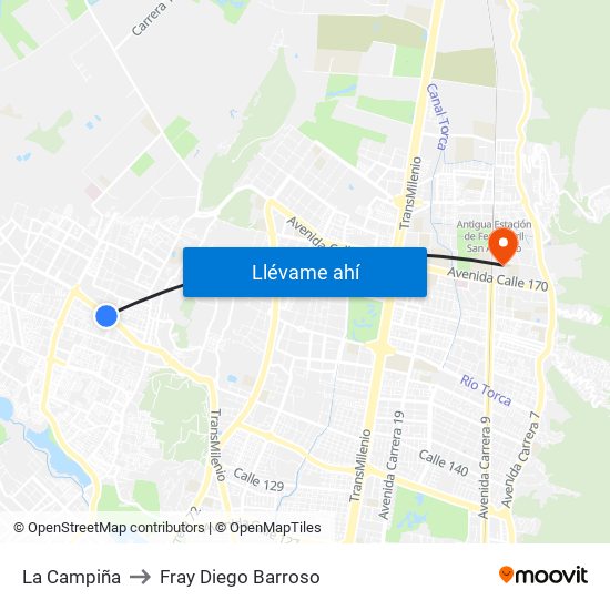 La Campiña to Fray Diego Barroso map