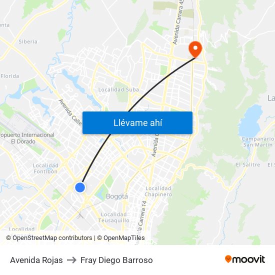 Avenida Rojas to Fray Diego Barroso map