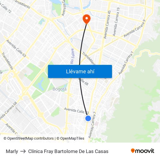 Marly to Clínica Fray Bartolome De Las Casas map