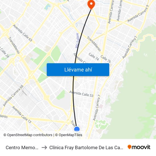 Centro Memoria to Clínica Fray Bartolome De Las Casas map