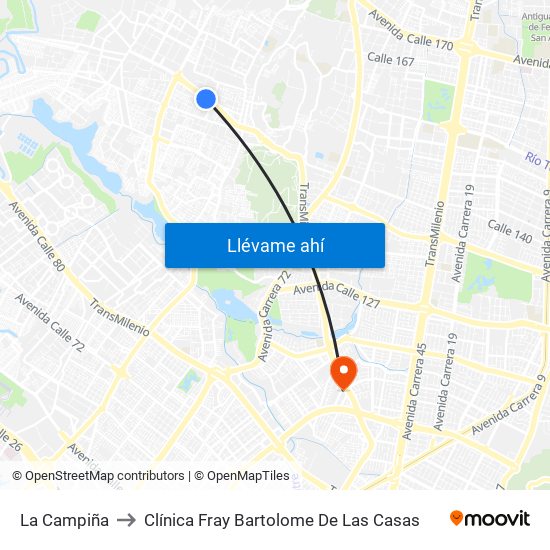 La Campiña to Clínica Fray Bartolome De Las Casas map