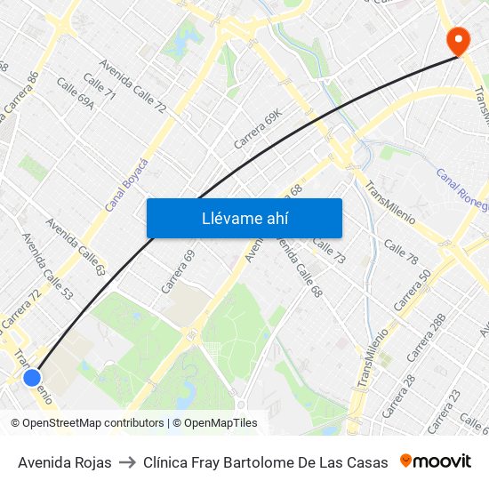 Avenida Rojas to Clínica Fray Bartolome De Las Casas map