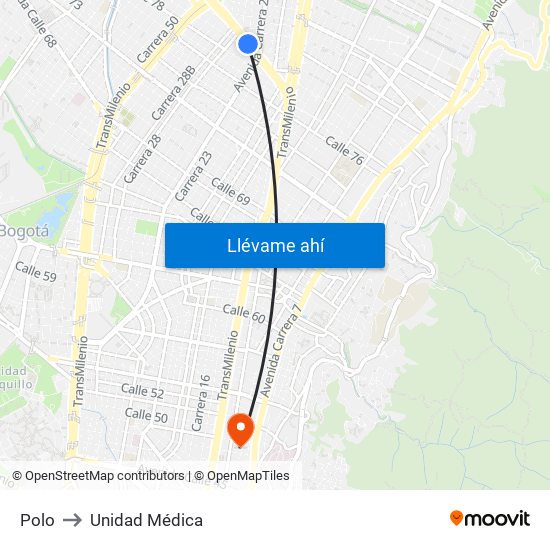 Polo to Unidad Médica map