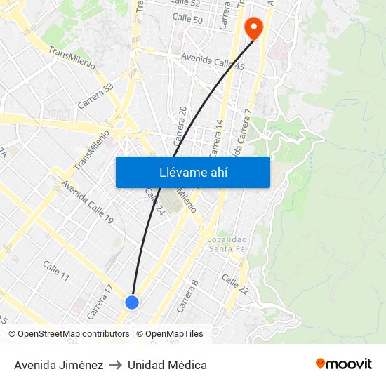 Avenida Jiménez to Unidad Médica map