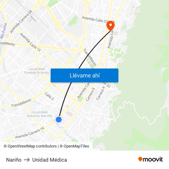 Nariño to Unidad Médica map