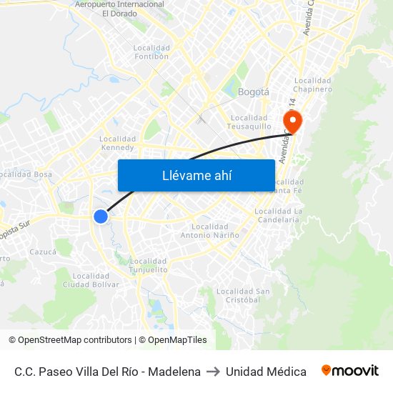 C.C. Paseo Villa Del Río - Madelena to Unidad Médica map